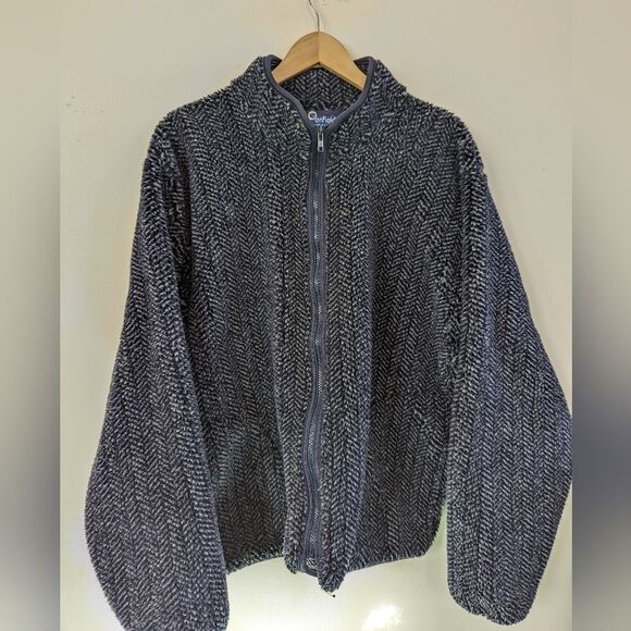 Penfield Navy Herringbone Blue Fleece Full Zip Jacket XL - Picture 1 of 5